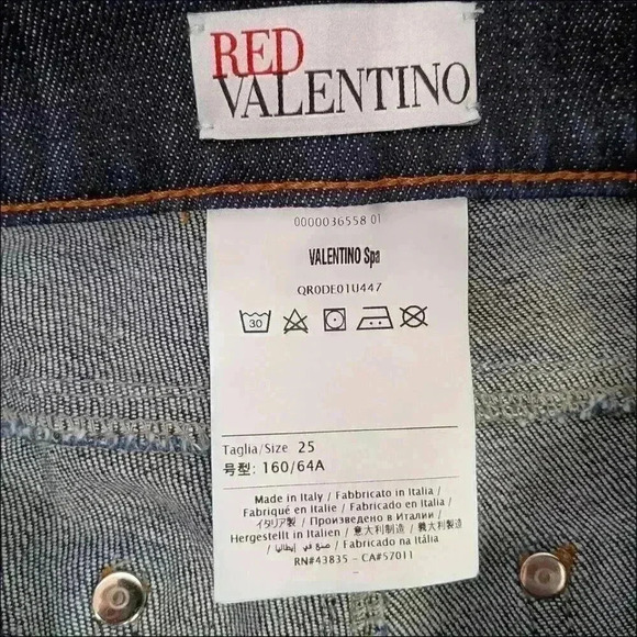 Red Valentino Jeans Straight Velvet Trim Women's 25x34 - Picture 3 of 5